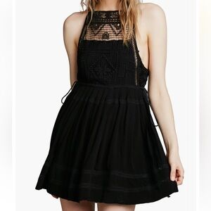 Free People Black Pleated Backless Sundress